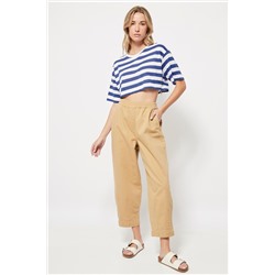 Top crop de lino Azul marino