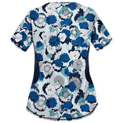 UA Beautiful Bloom Navy Print Scrub Top