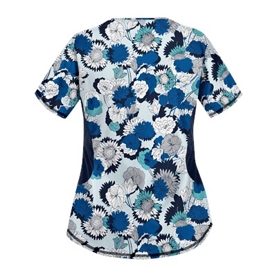 UA Beautiful Bloom Navy Print Scrub Top