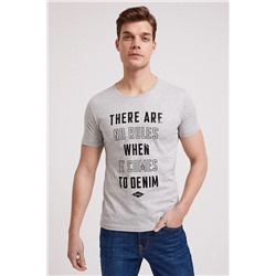 Lee Cooper Erkek There O Yaka T-Shirt Gri Melanj 202 LCM 242065
