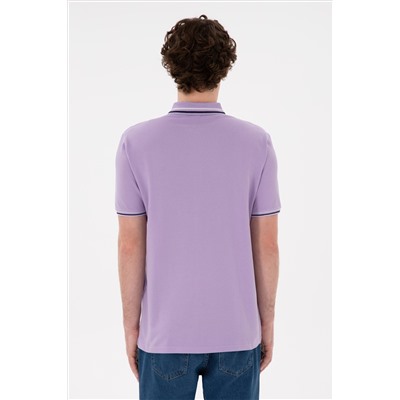 Erkek Regular Fit Polo Yaka Lila Basic Tişört