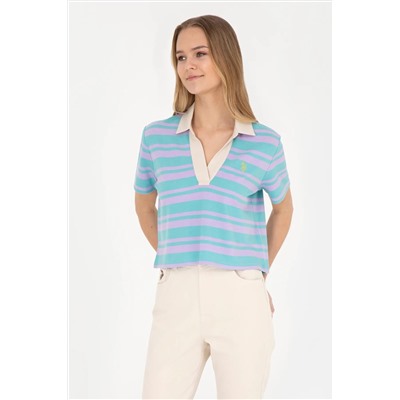 U.S. Polo Assn., Kadın Lila Polo Yaka Tişört 50285880-VR034