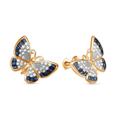Серьги из золочёного серебра с фианитами 925 пробы п2-440-2з208