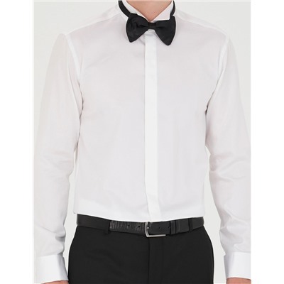 Beyaz Slim Fit Smokin Gömlek