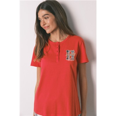 Pijama largo 100% algodón estampado cuadros "Hogwarts"