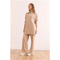 Olalook Kadın Taş Üst Yırtmaçlı Bluz Alt Palazzo Fitilli Takım TKM-19000180