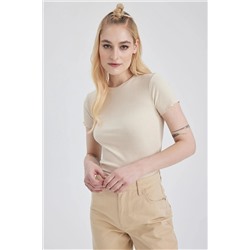 Defacto Fitted Bisiklet Yaka Kısa Kollu Tişört TYC00775458027