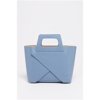 Bolso y neceser de piel granulada Rita Azul claro