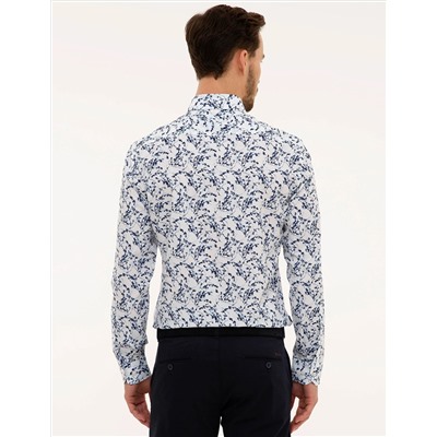 Lacivert Slim Fit Uzun Kollu Gömlek