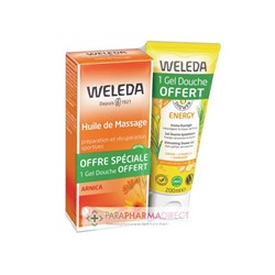 Weleda Arnica Huile de Massage 200 ml + Energy Gel Douche Dynamisant 200 ml OFFERT