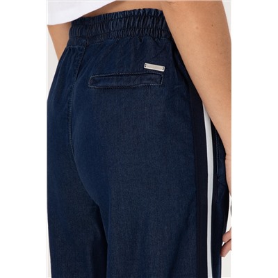 Kadın Eflatun Loose Relax Fit Jean Pantolon