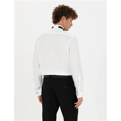 Beyaz Slim Fit Smokin Gömlek