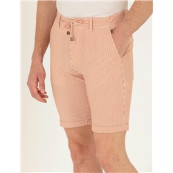 Turuncu Slim Fit Beli Lastikli Şort