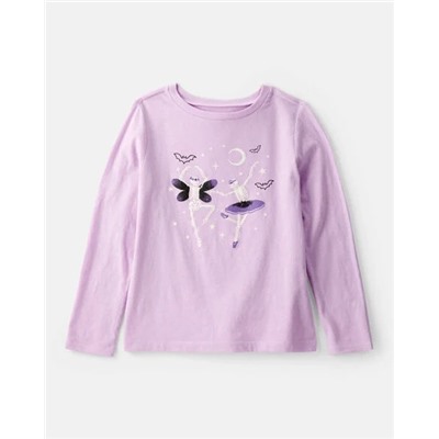 Girls Strawberry Happy Vibes Long-Sleeve Graphic Tee - Pink