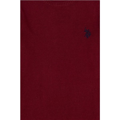 Erkek Çocuk Bordo Basic Bisiklet Yaka Kazak