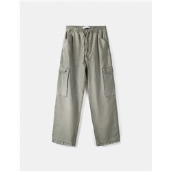 Faded-effect skater cargo trousers