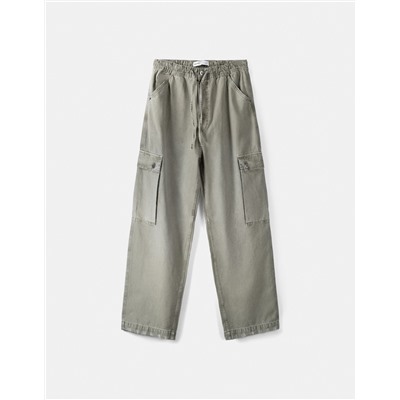 Faded-effect skater cargo trousers