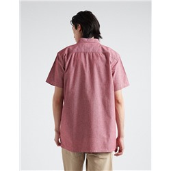 Short Sleeve Cambric Shirt, Men, Red
