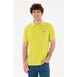 Erkek Regular Fit Polo Yaka Fıstık Yeşili Basic Tişört