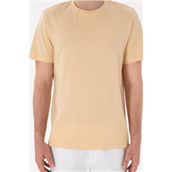 Erkek Regular Fit Bisiklet Yaka Bej Basic Tişört