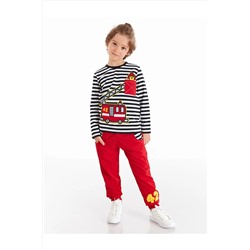 Denokids Çizgili İtfaiye Erkek Çocuk Pantolon Takım CFF-20S1-029