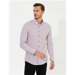 Bordo Slim Fit Uzun Kollu Gömlek