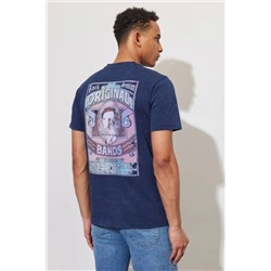 Lee, Regular Fit Normal Kesim %100 Pamuk Bisiklet Yaka Indigo Tişört