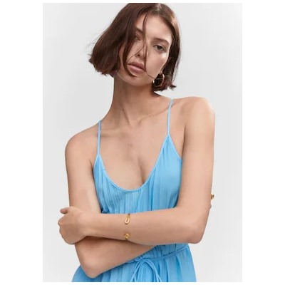 Vestido plisado cordón
