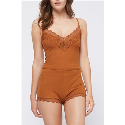 Minishort de tiro alto Vivana Camel