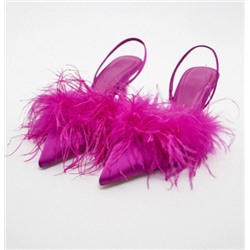 HIGH-HEEL FABRIC SHOES WITH FEATHER DETAIL