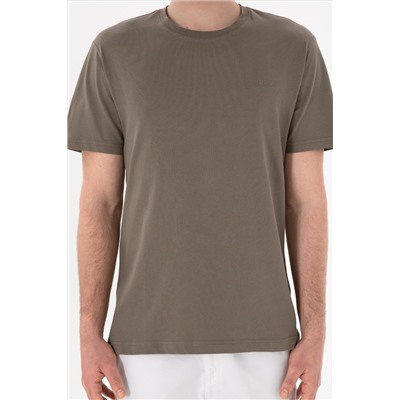 Erkek Regular Fit Bisiklet Yaka Vizon Basic Tişört