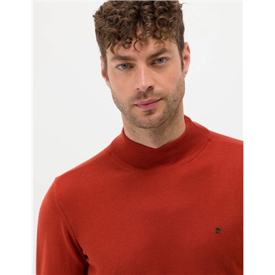 Kiremit Slim Fit Yarım Balıkçı Basic Triko Kazak