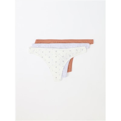3-PACK OF PRINT COTTON THONGS