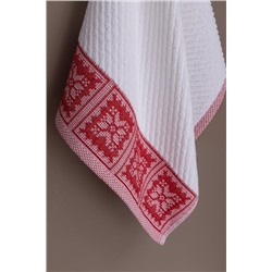 Zeste %100 Pamuk Yüz Havlusu - Beyaz/Kırmızı