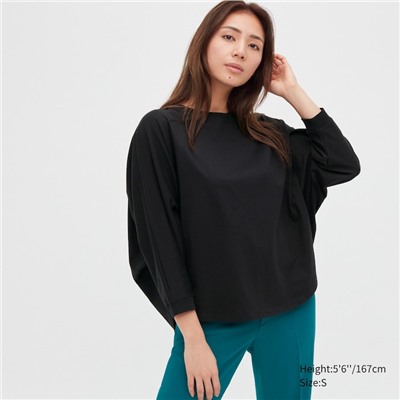 Cotton Dolman Oversized 3/4-Sleeve T-Shirt