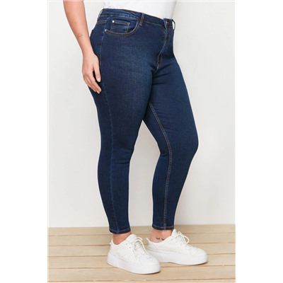 Koyu Mavi Yüksek Bel Esnek Skinny Jeans TBBAW23JE00000