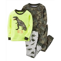 4-Piece Dinosaur Snug Fit PJs