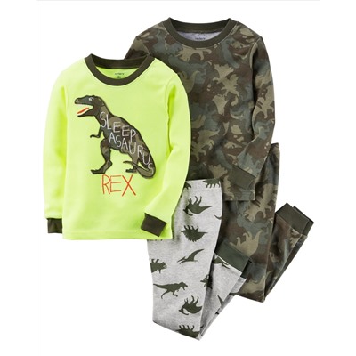 4-Piece Dinosaur Snug Fit PJs