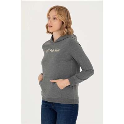 Kadın Antrasit Melanj Kapüşonlu Sweatshirt