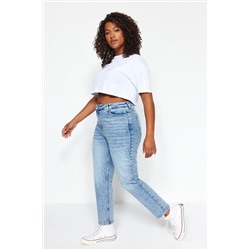 Trendyol Curve Mavi Yüksek Bel Mom Jeans TBBAW24CJ00050