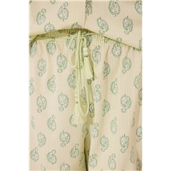 Pijama corto camisero algodón Paisley verde