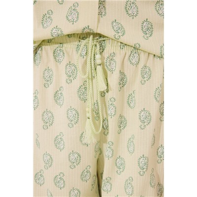 Pijama corto camisero algodón Paisley verde