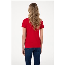 Kadın Kırmızı Basic Polo Yaka Tişört
