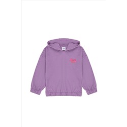 Kız Çocuk Lila Kapüşonlu Sweatshirt
