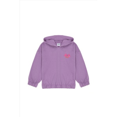 Kız Çocuk Lila Kapüşonlu Sweatshirt