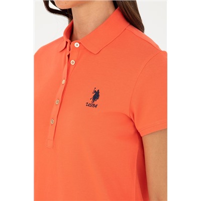Kadın Nar Çiçeği Polo Yaka Mini Boy Örme Elbise