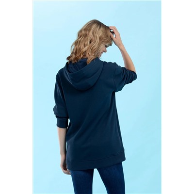 Lacivert Kapüşonlu Basic Sweatshirt (Unisex)