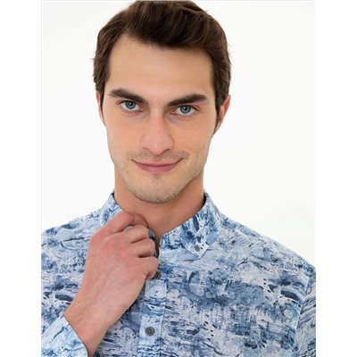 Mavi Slim Fit Uzun Kollu Gömlek