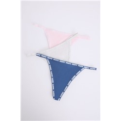 Pack 3 tangas tira rosa, gris, azul