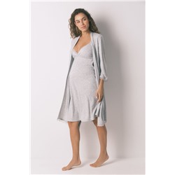 Bata larga "maternity" pointelle gris oscuro